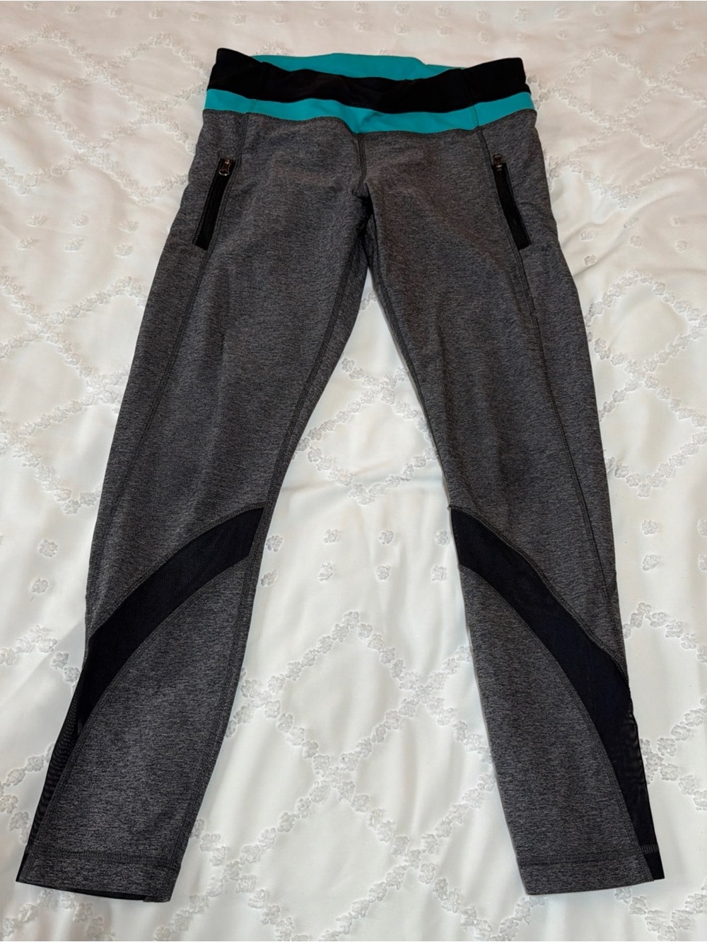 Lululemon Women’s 8 Inspire Tight II Leggings Heathered Gray Teal Waist Pants